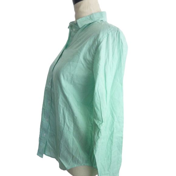 NWT Everlane Long Sleeve Button Down Cotton Mint Green Striped Shirt 2 - Picture 4 of 8